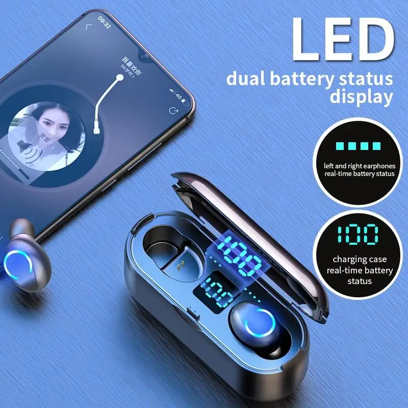 Беспроводные Bluetooth наушники True 2200 мАч Hi Fi стереонаушники с тяжелыми басами