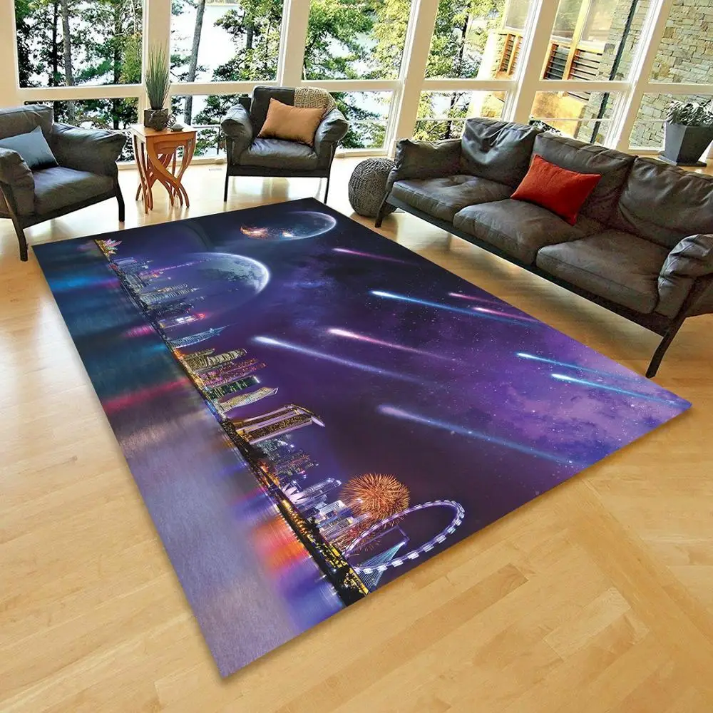 

Нескользящий напольный ковер Space city, ковер для подростков