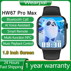 smartwatch smart watch with nfc hw67 pro max men women bluetooth call pk y68 p8 plus hw22 iwo 14 w46 for xiaomi huawei ios phone free global shipping