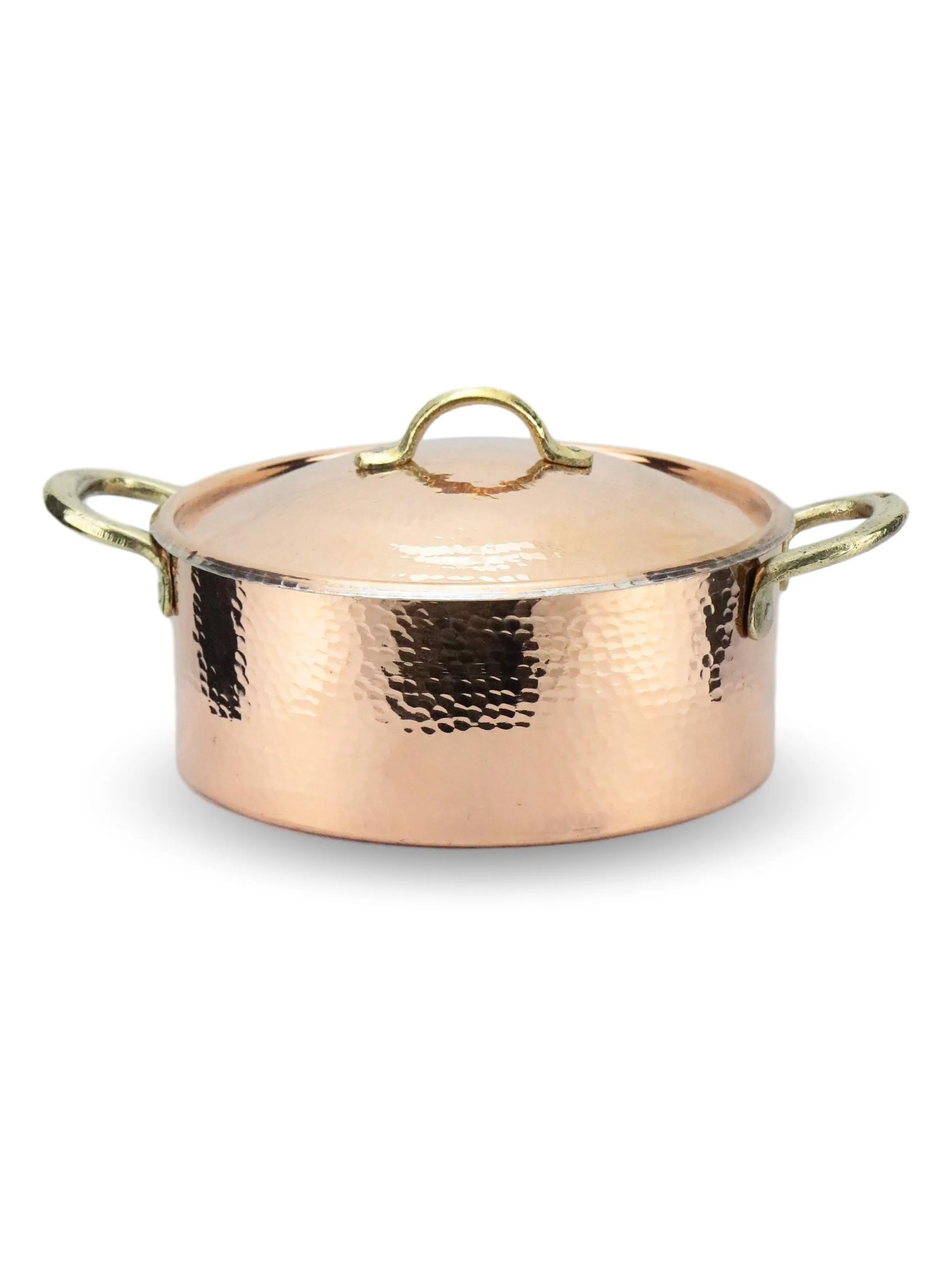 

SONAYCOPPER 1.2mm Thick Hammered Copper Soup Pot Stew Pan Casserole, 2.1 L
