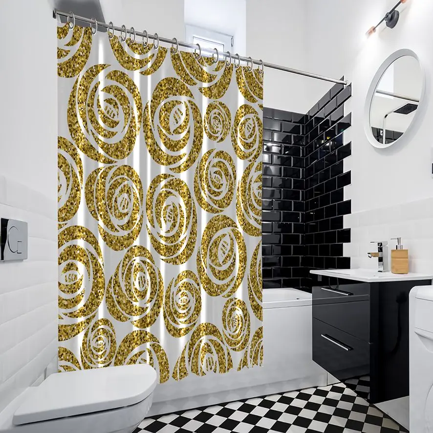 Занавеска для душа с розовым узором природа Летний сад романтичный цветочный