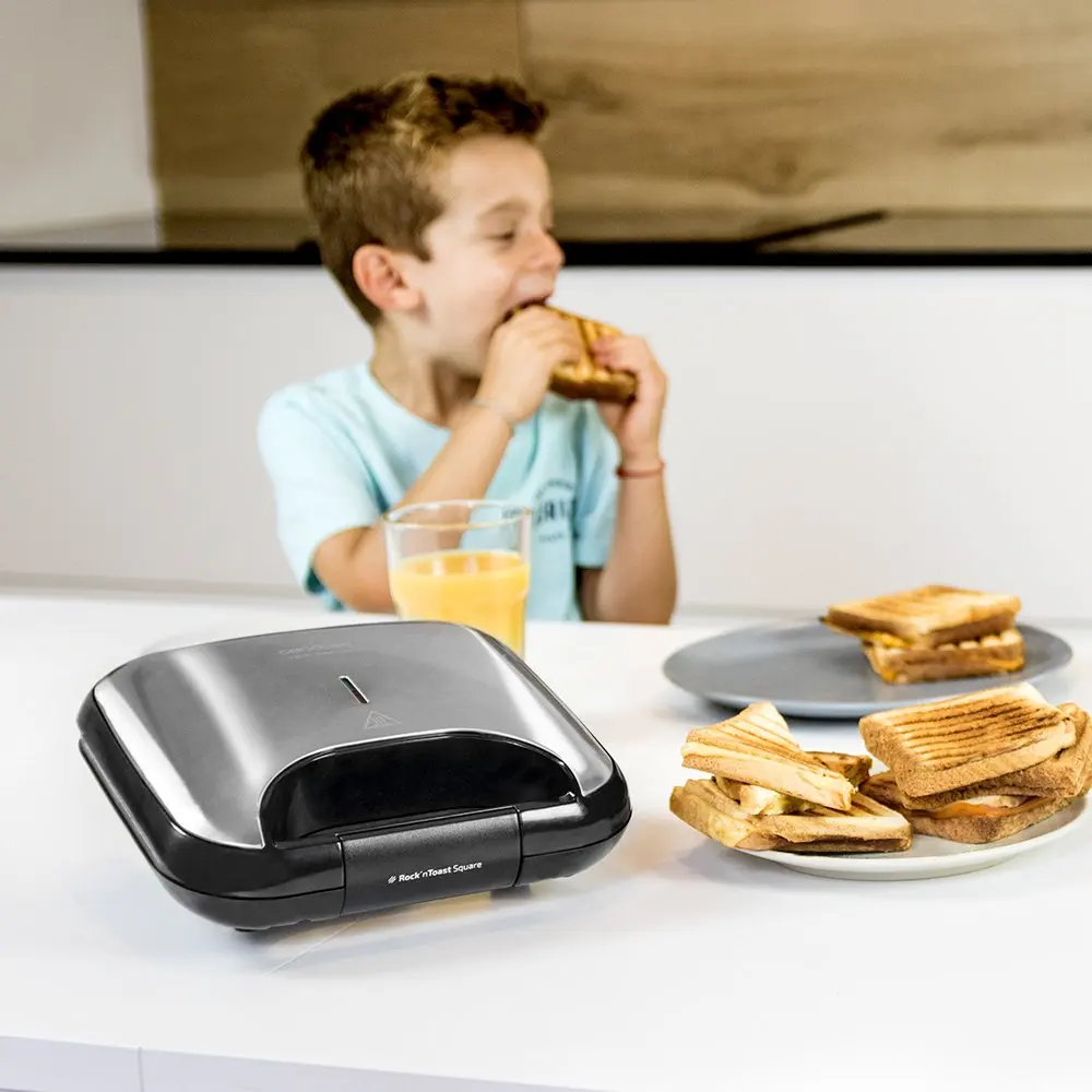 Cacotec Sandwichera Rock'nToast Square. Revestimiento antiladente RockStone сэндвичи Capacidad para 2 Superficie Grill