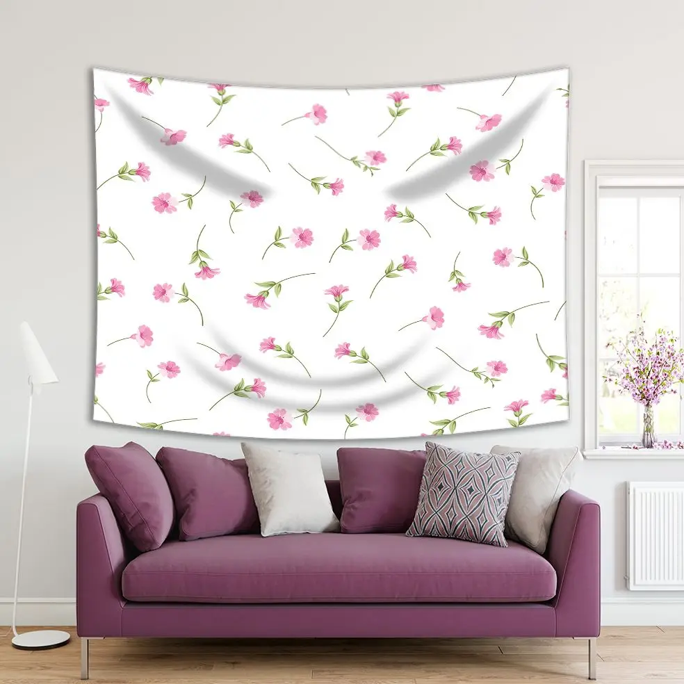 

Tapestry Spring Flowers Blooms Nature Romantic Elegant Country Style Decorating Pink Green Artwork Printed
