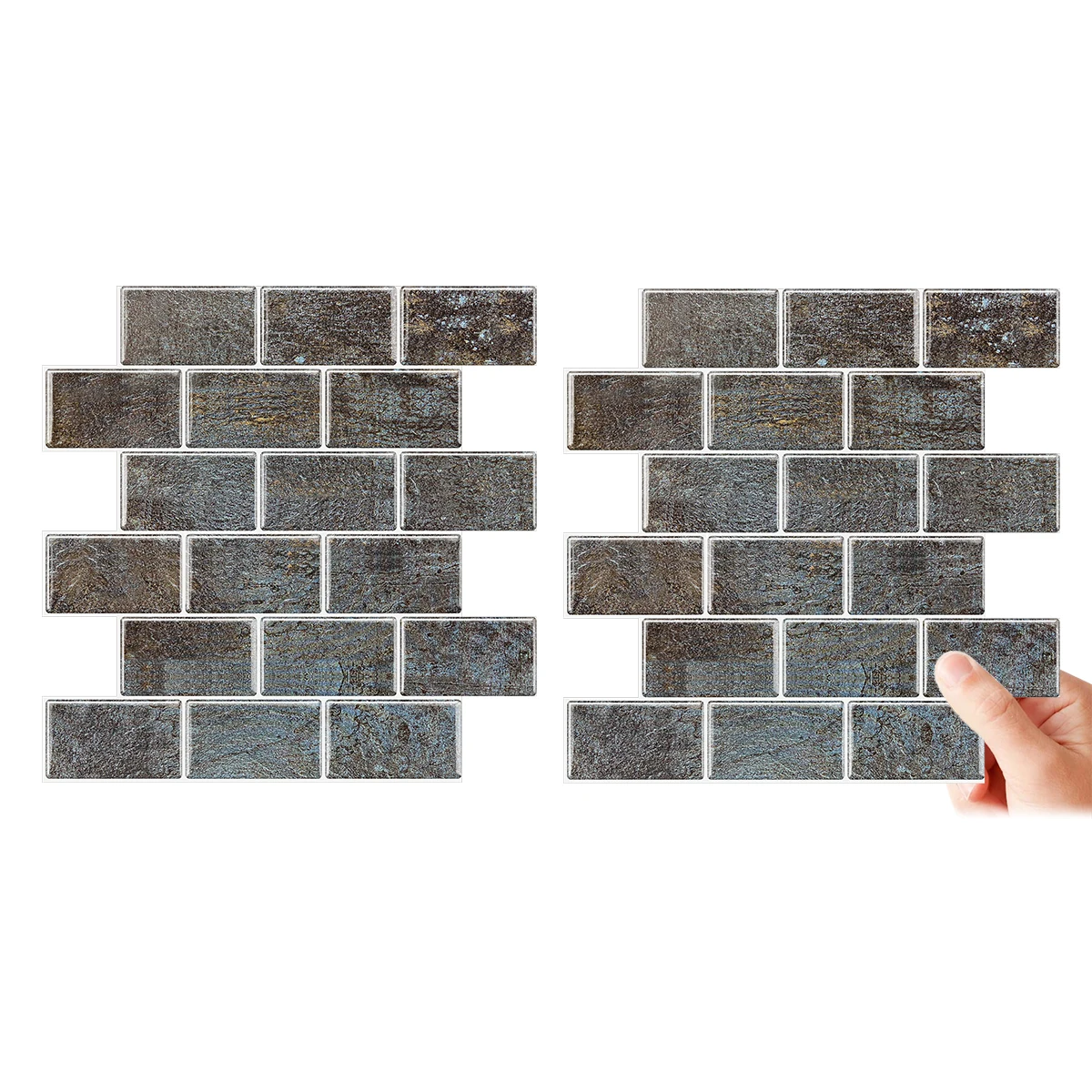 

3D Backsplash Tiles Wall Border Tile Sticker Wall Sticker Removable Buiding Blocks Peel & Stick Oil Proof for Kitchen Bathroom