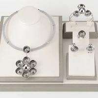bridal jewelry set for women flower copper dubai wedding necklace earrings ring bracelet african golden color jewelry
