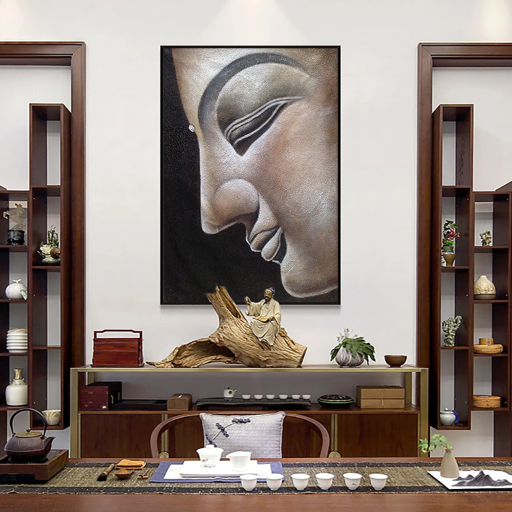 Абстрактная картина с изображением Будды 100% ручная роспись маслом на холсте