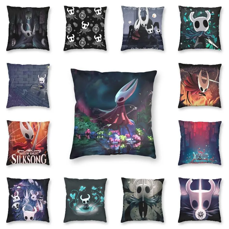 

Hollow Knight Silksong Square Pillow Cover Decorative Ghost Knight Cushions Throw Pillow for Living Room Double-sided Printing