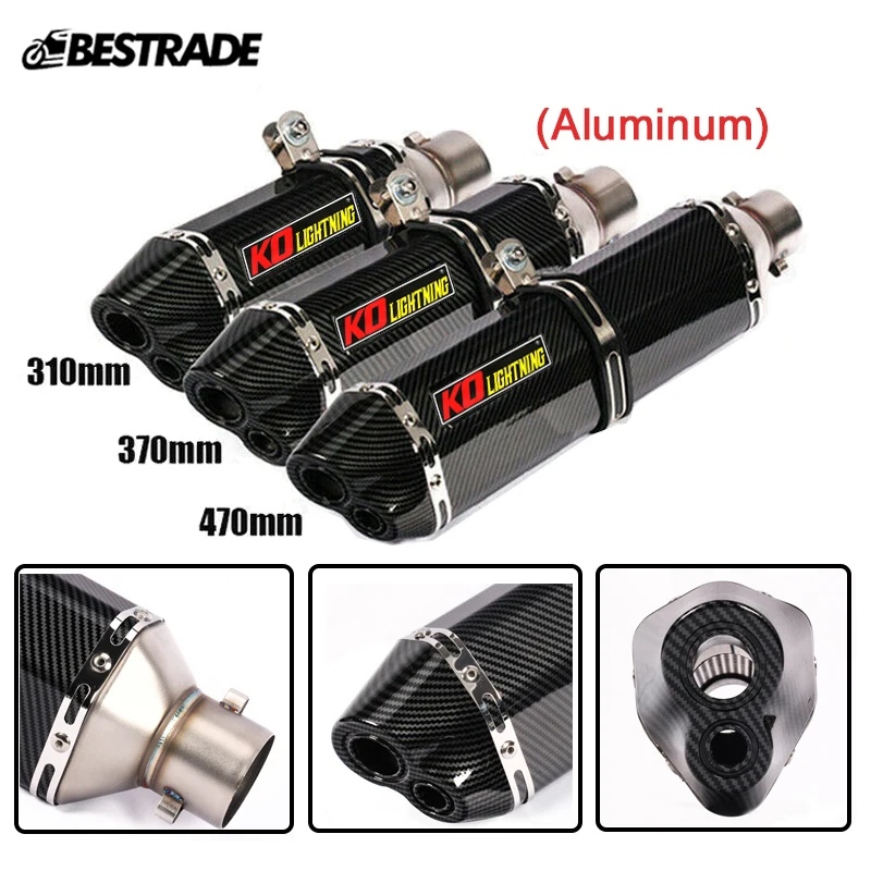 

Silp on For 51mm Motorcycle Dual-outlet Aluminum Exhaust Muffler Pipe 310mm/370mm/470mm For Universal Street Dirt Bike Slip On
