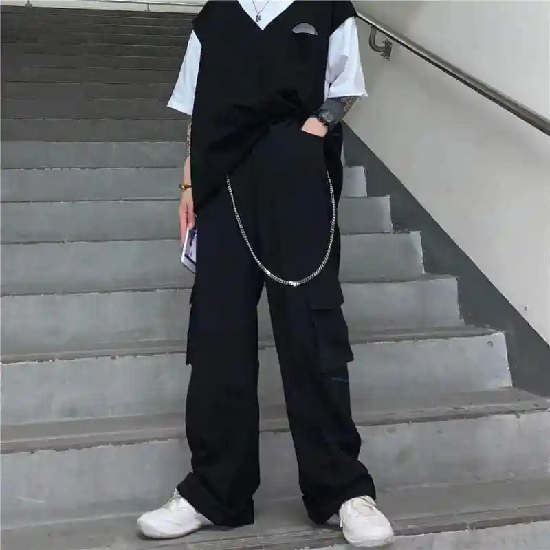 Эластичные брюки NiceMix в стиле Харадзюку модные уличные Одежда большого размера