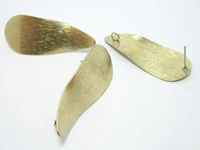 brass earrings brass ear studs 37 7x16mm wavy drop raw brass earrings statement earring 6pcs re006