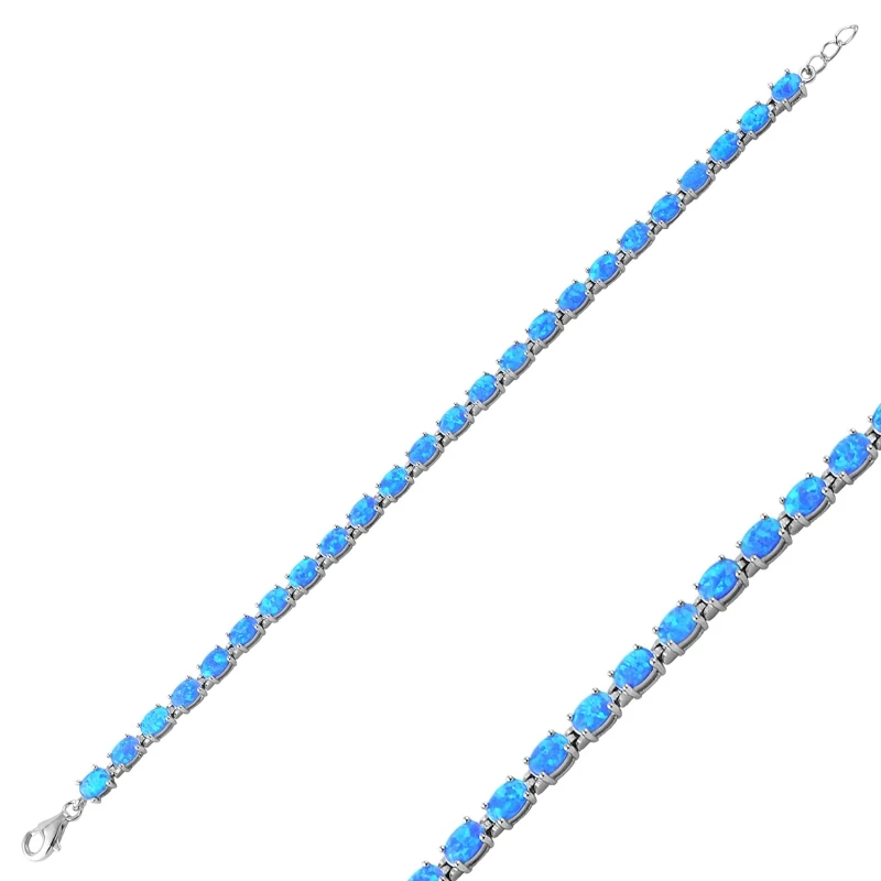 

Silver 925 Sterling Oval Opal Stone Bracelet