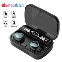 tws m10 wireless bluetooth 5 1 headphones 9d stereo sports waterproof with microphone earbud earphones emergency charging box