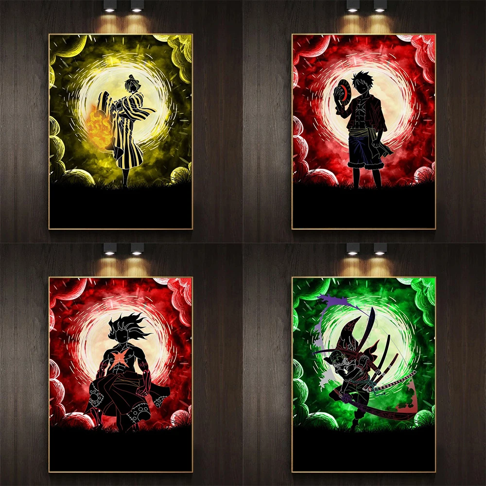 

One Piece Luffy Zoro Sanji Canvas Print Painting Japanese Classic Anime Wall Art for Boys Room Home Decoration Abstract Posters