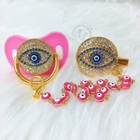 miyocar green bling pink evil eye pacifier and clip set pacifier chain holder bling lovely evil eye pacifier aeye p