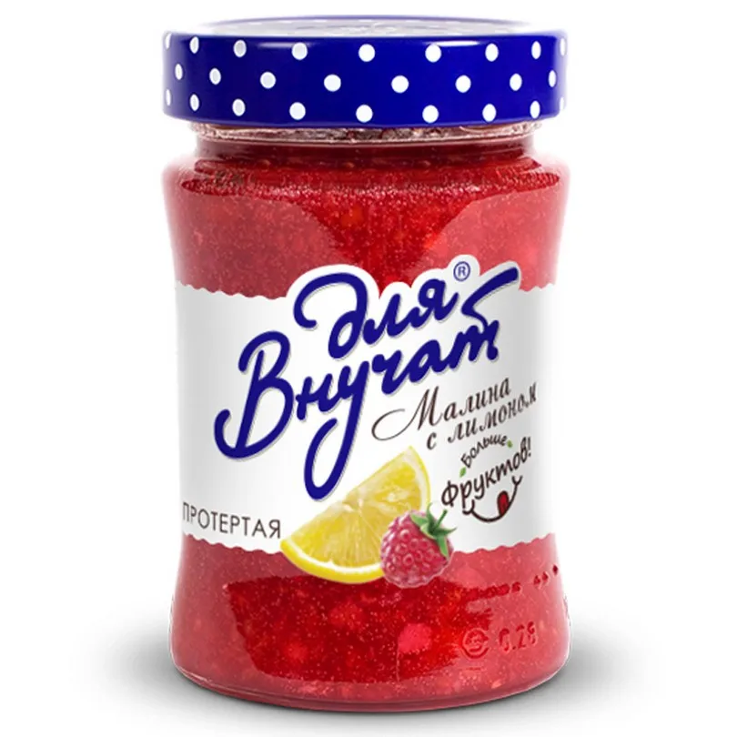 Малина и лимон протёртые с сахаром Для Внучат 320 гр | Продукты