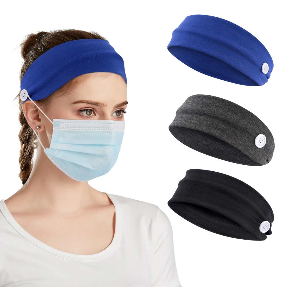 

Повязка на голову SUNLAND с кнопками, маски для лица, чехлы унисекс, эластичная резинка для волос, для защиты ушей, повязка на голову, 3 упаковки, ...