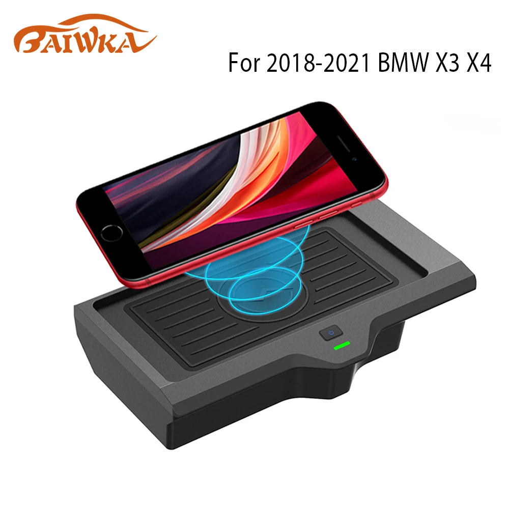 

Car Intelligent Wireless Charger Case Qi Black Charging Dock Adapter 10W Fast Charging Non-Slip Mount For 2018-2021 BMW X3 X4