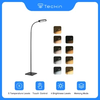 teckin led touch 5 color temperatures floor lamp 4 brightness levels with adjustable gooseneck dimmable for reading bedroom