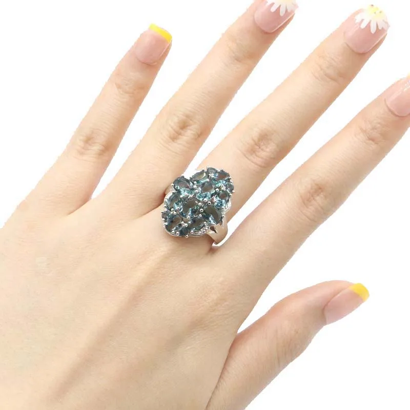 Красивые милые серебряные кольца 25x18 мм с овальным изображением лондонского