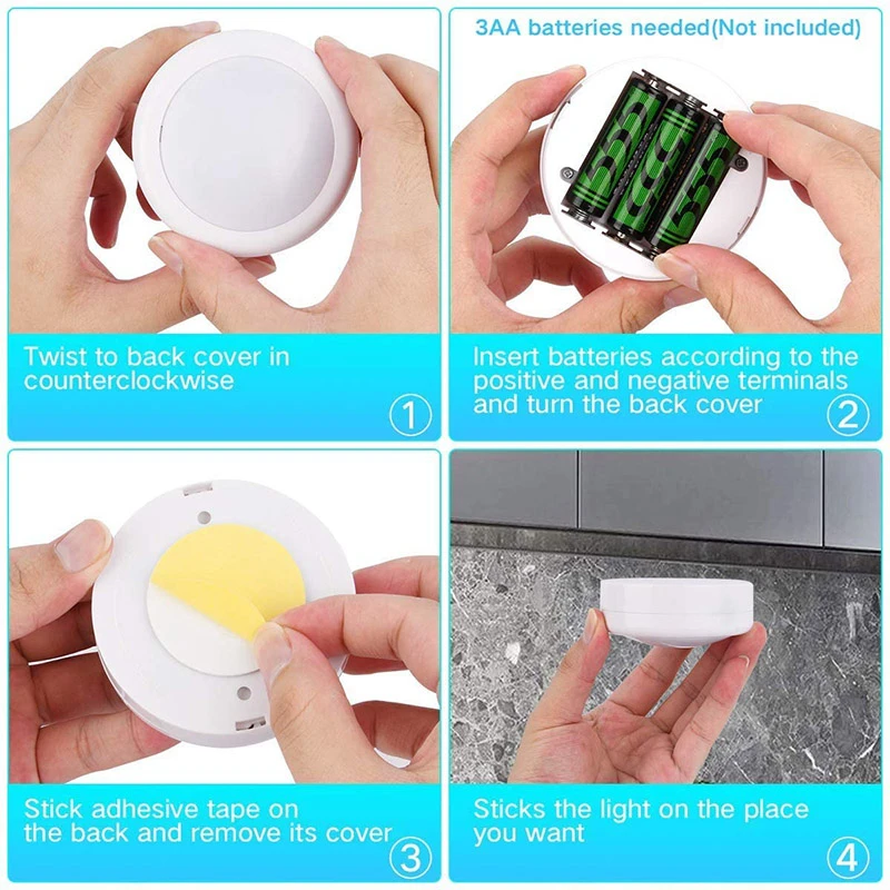 

3 Pcs/Lot Led Under Cabinet Light with Remote Control Wireless Color Adjustable Puck Lights Under Counter Lighting for kitchen