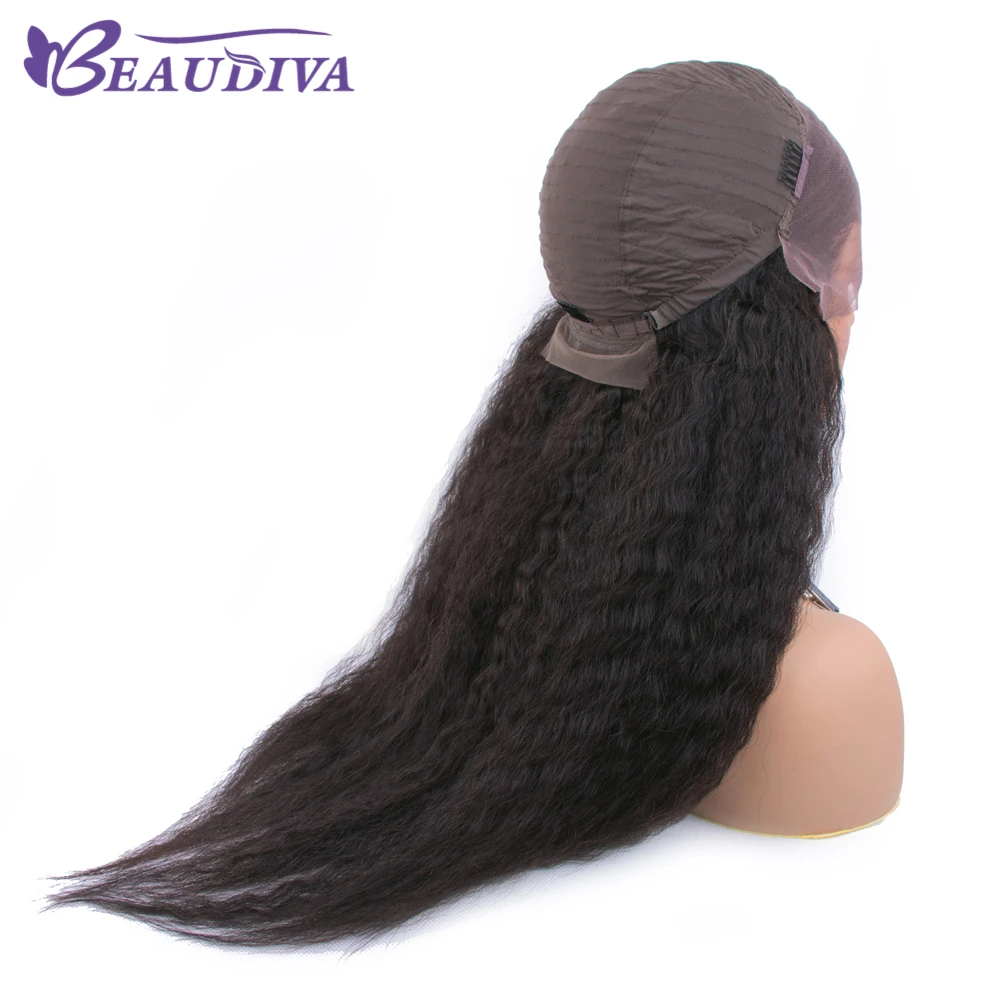 Beaudiva 13*4 фронта шнурка человеческих волос парики с детскими волосами кудрявые прямые естественные цвета бразильские кудрявые прямые волосы парики шнурка