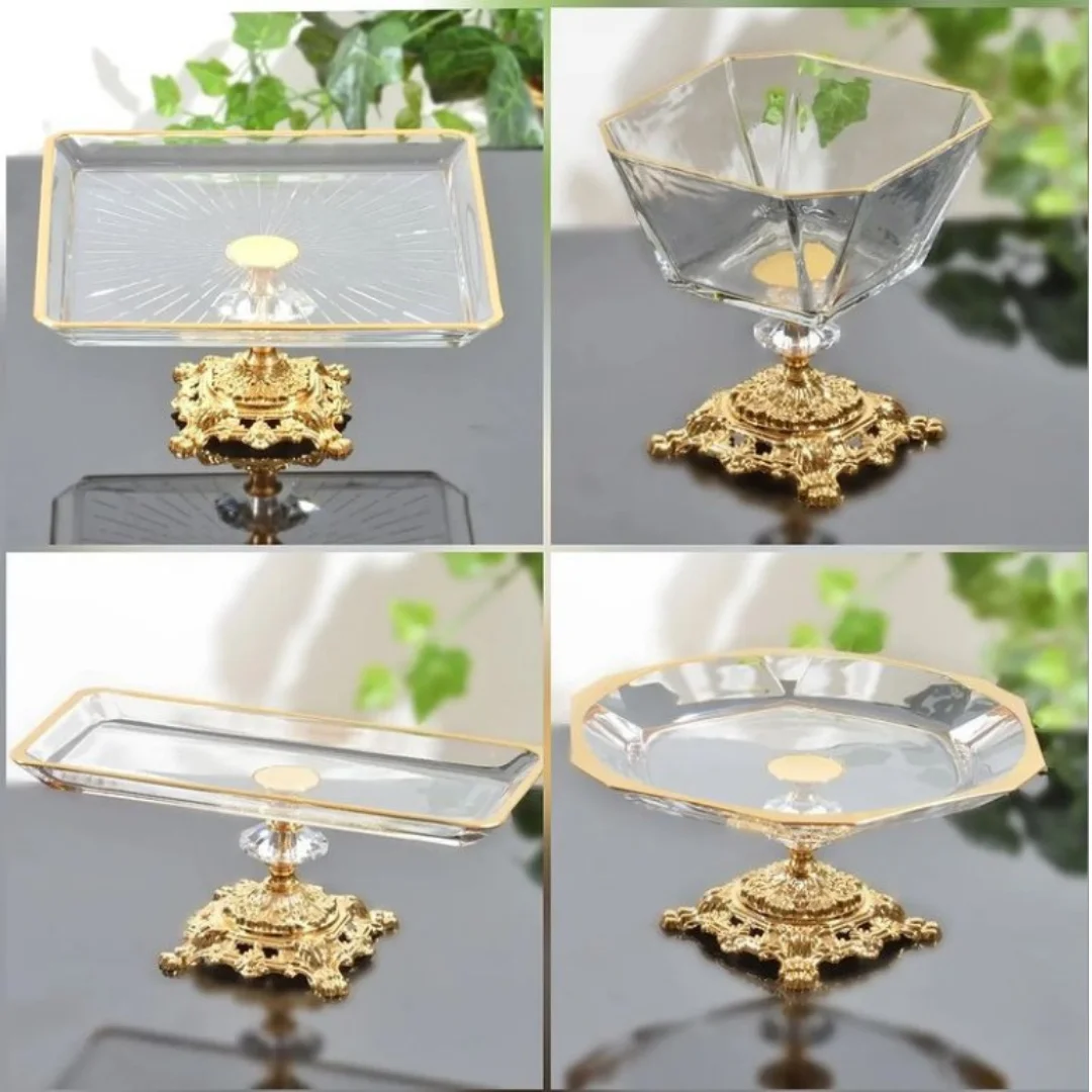 

Glass Dinner Plates Serving Set Tray one Tier Cookie Cake Stand Sushi Plates Serving Plates Dishes Serving Tray Luxury Food Tray