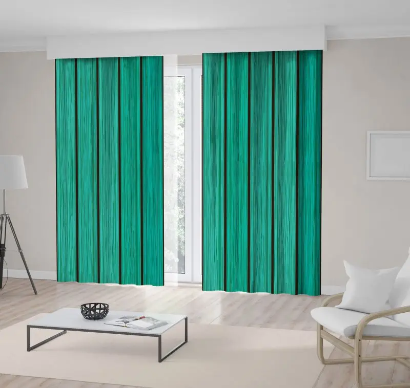 

Curtain Bright Colored Vertical Wood Using Vintage Country Wooden House Wall Artistic Decorating Print Green