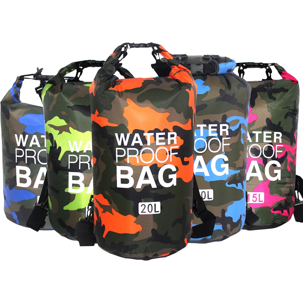 Водонепроницаемая сухая сумка 20 л камуфляжная уличная для дайвинга складной