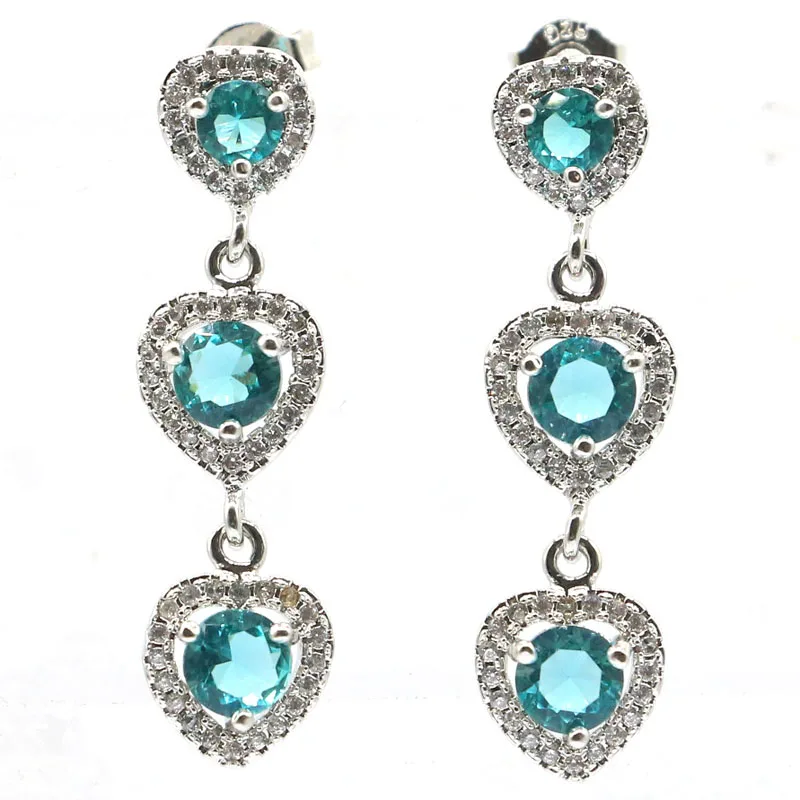 Серьги женские из серебра с аквамарином 32x9 мм|blood ruby|925 silver earringssilver wedding earrings |