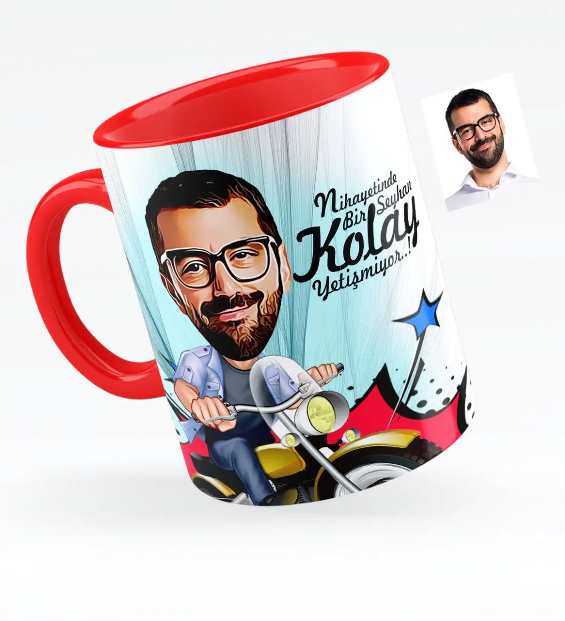 

Personalized Men Biker Caricature Of Red Mug Cup-1