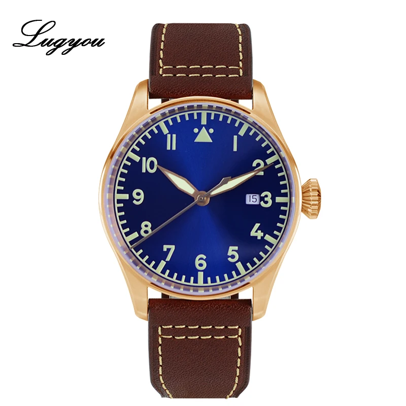 LUGYOU Сан Мартин ограниченная Автоматическая авиационная флигер часы для мужчин