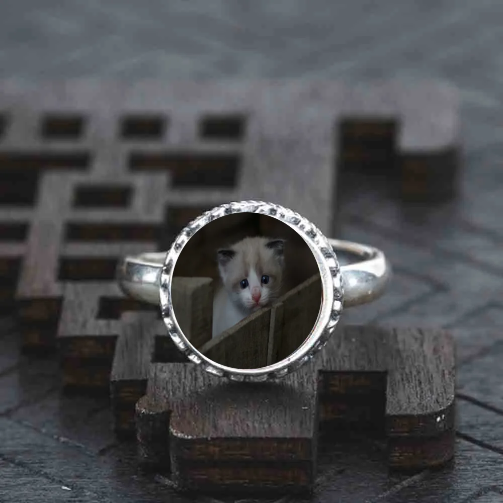 925 пробы серебро Ringgray котенок кошка ювелирные изделия регулируемый