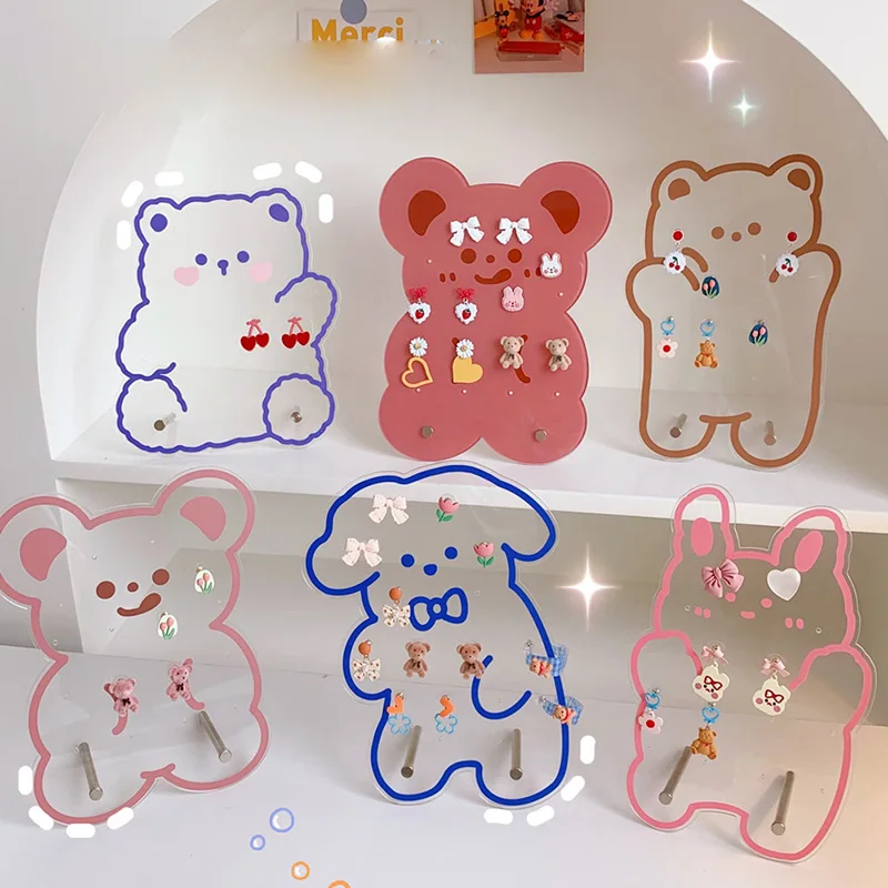 

Girls Interesting Gift Cute Bear Acrylic Earrings Organizer Eardrop Holder Ear Studs Stand Jewelry Earring Display Storage Rack