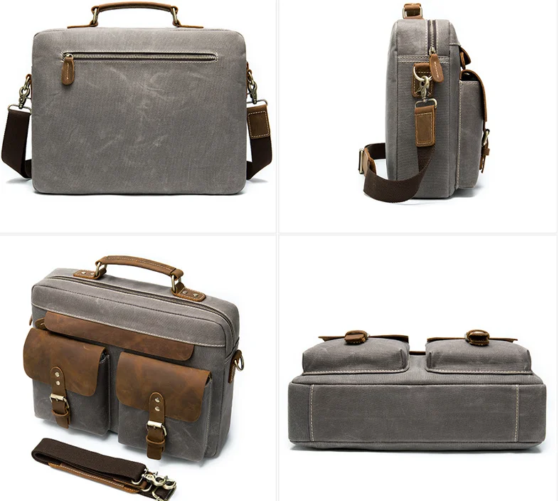 

Fashionable new leather handbag with cloth briefcase vintage business 14 "computer man bag free shipping