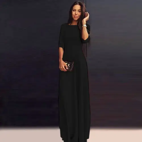 Женское длинное платье макси с полурукавами элегантное приталенное вечернее