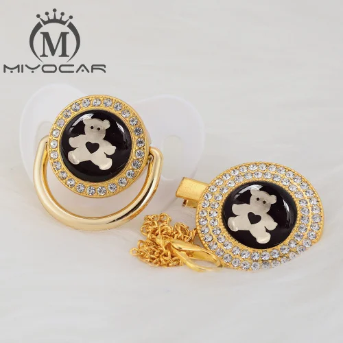 GBEAR-2 0-6m MIYOCAR, черный, милый медведь, золото, блестящая пустышка и пустышка, зажим BPA бесплатно, пустышка, шикарный уникальный дизайн, GBEAR - Цвет: GBEAR-2 0-6m