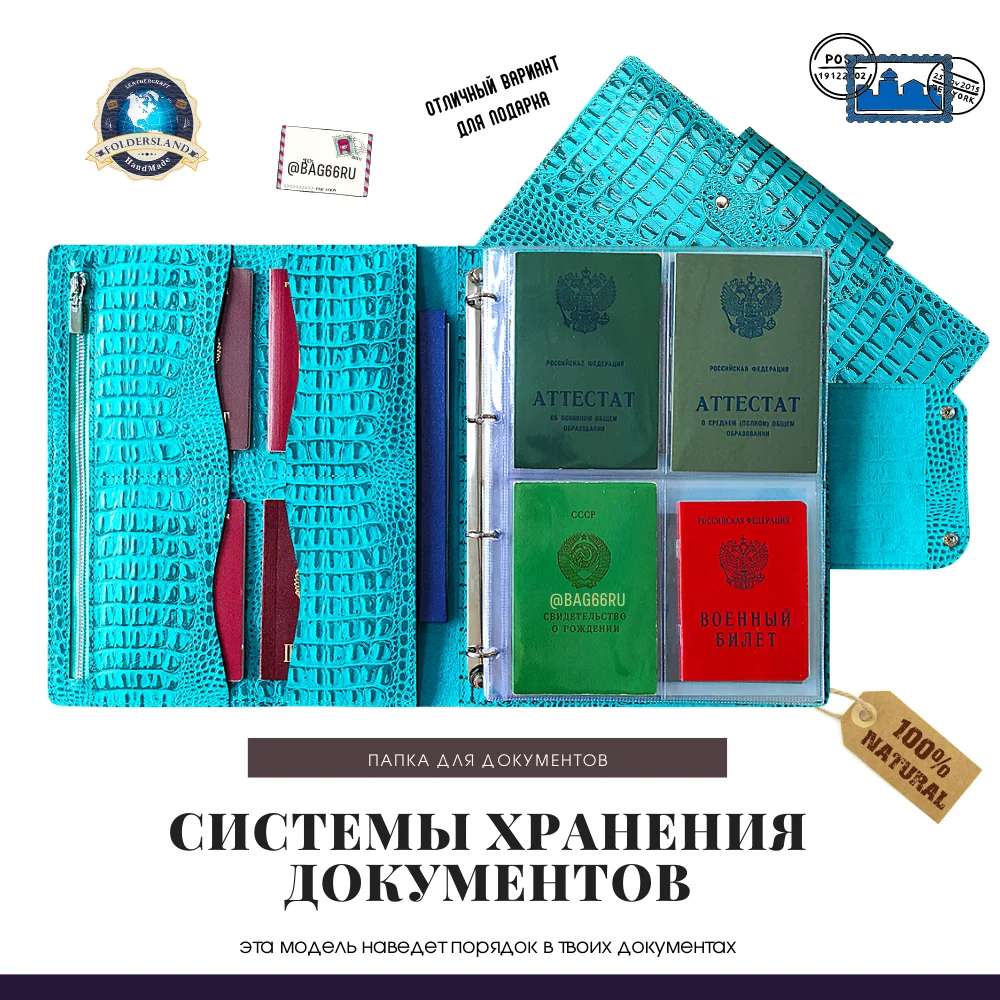 Папка - органайзер для семейных документов А4 / модель на кольцах FoldersLand |