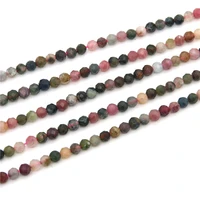 natural stone genuine tourmaline beads faceted round shape 4mm jewelry making material for diy bracelet necklace earrings