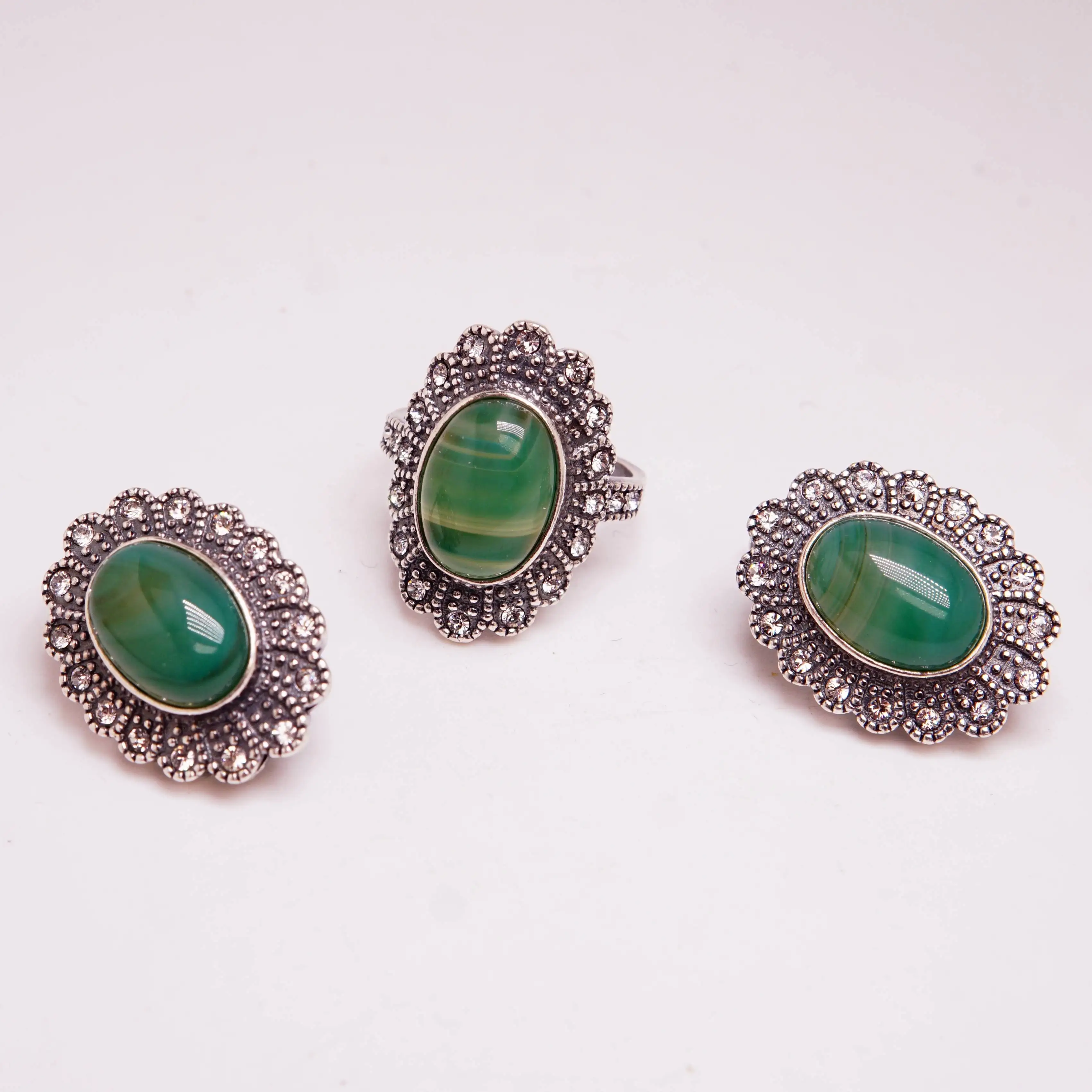 Серьги агат зелёный посеребрение 12мк камни натуральные самоцветы комплект