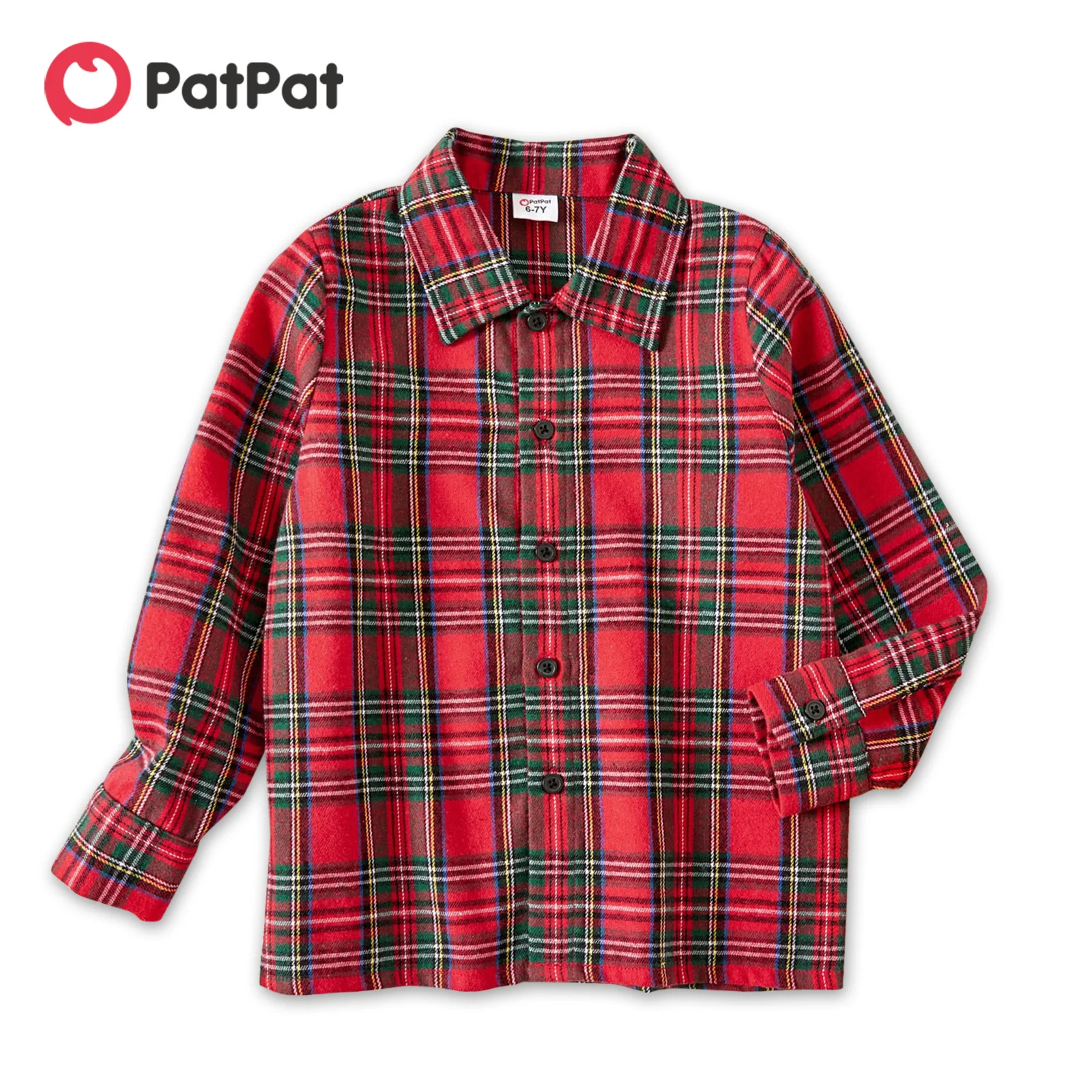 

PatPat Trendy Kid Boy Collar Design Classic Plaid Shirt