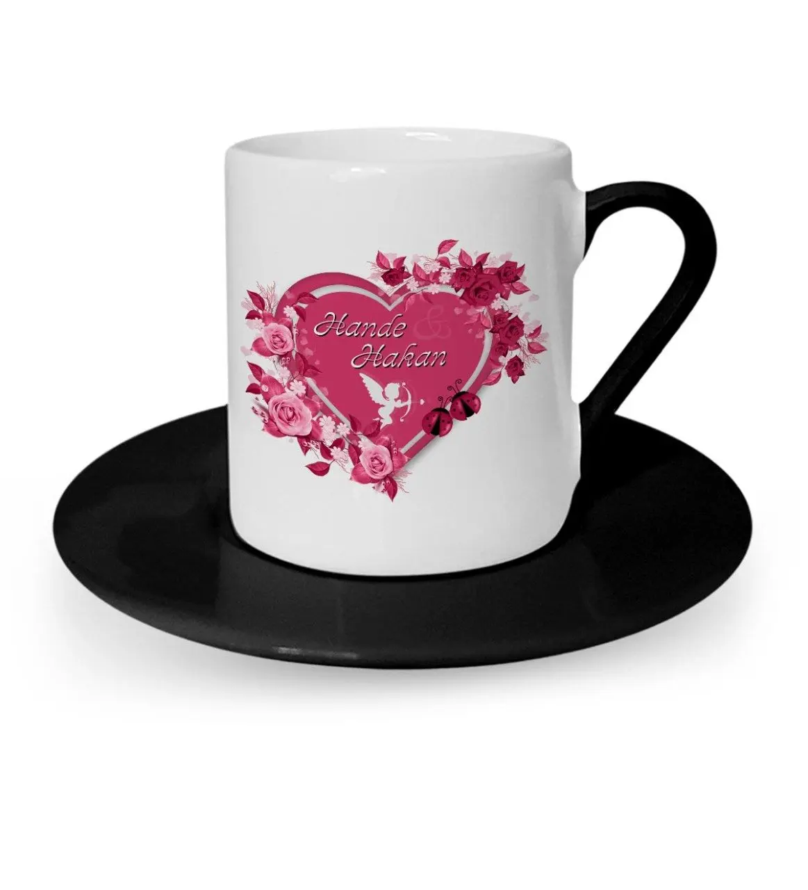 

Персонализированные день Святого Валентина Тема черная чашка для кофе по-турецки-3