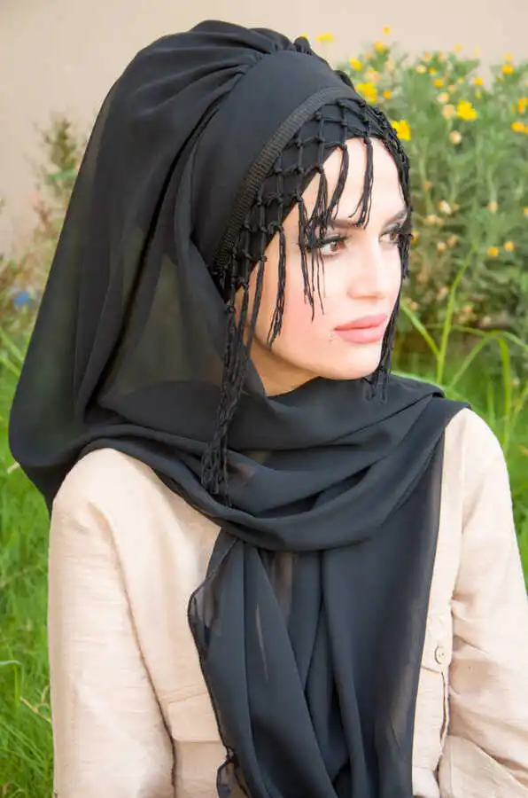 

2021 New Season Turkey-In-Arab Islamic Muslim Draped Tasseled Hijab Scarfs Muslim Hijab Luxury Fashion Elegant Design for Women