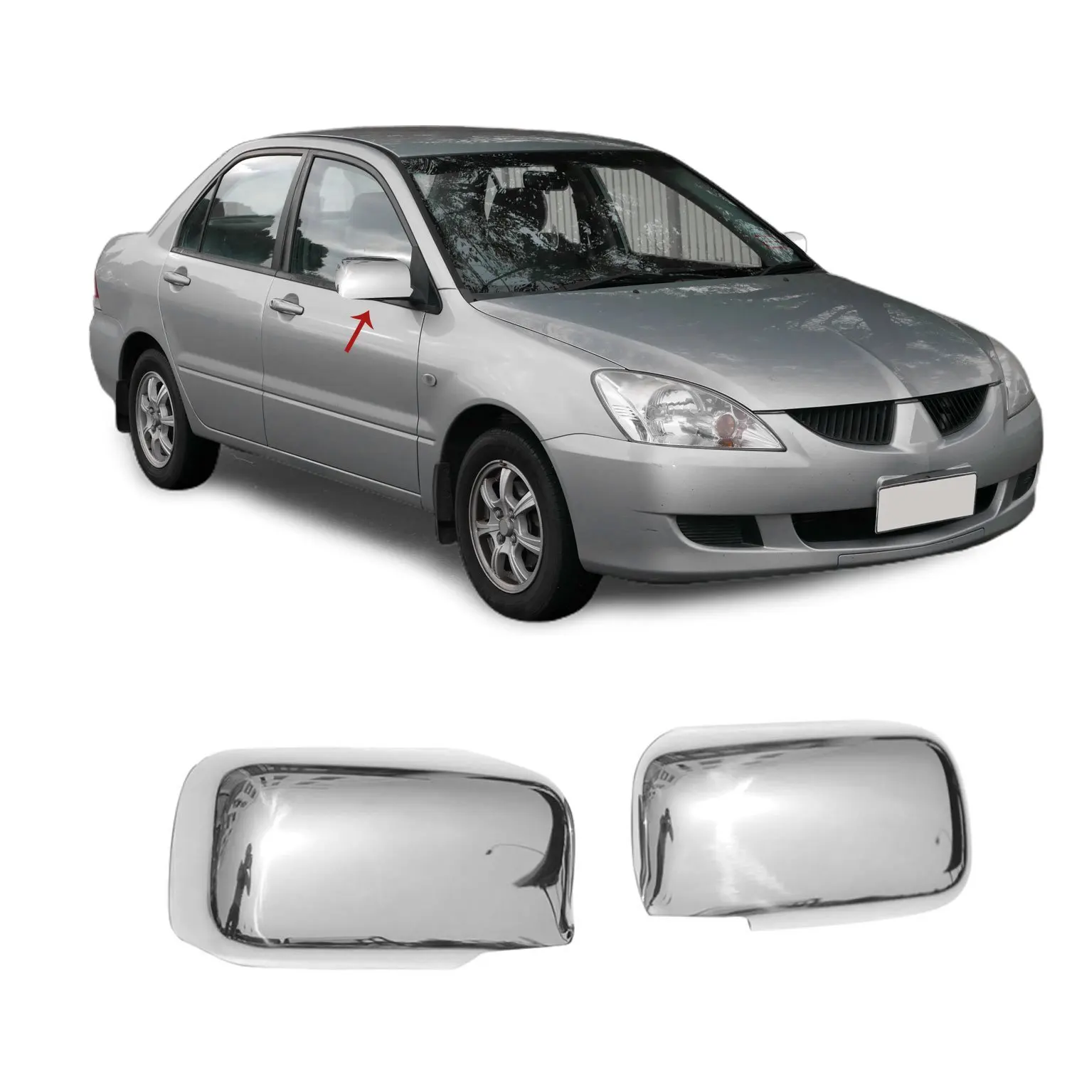 

Mitsubishi Lancer Chrome Mirror Cover 2 Piece Stainless Steel (2004-2007)