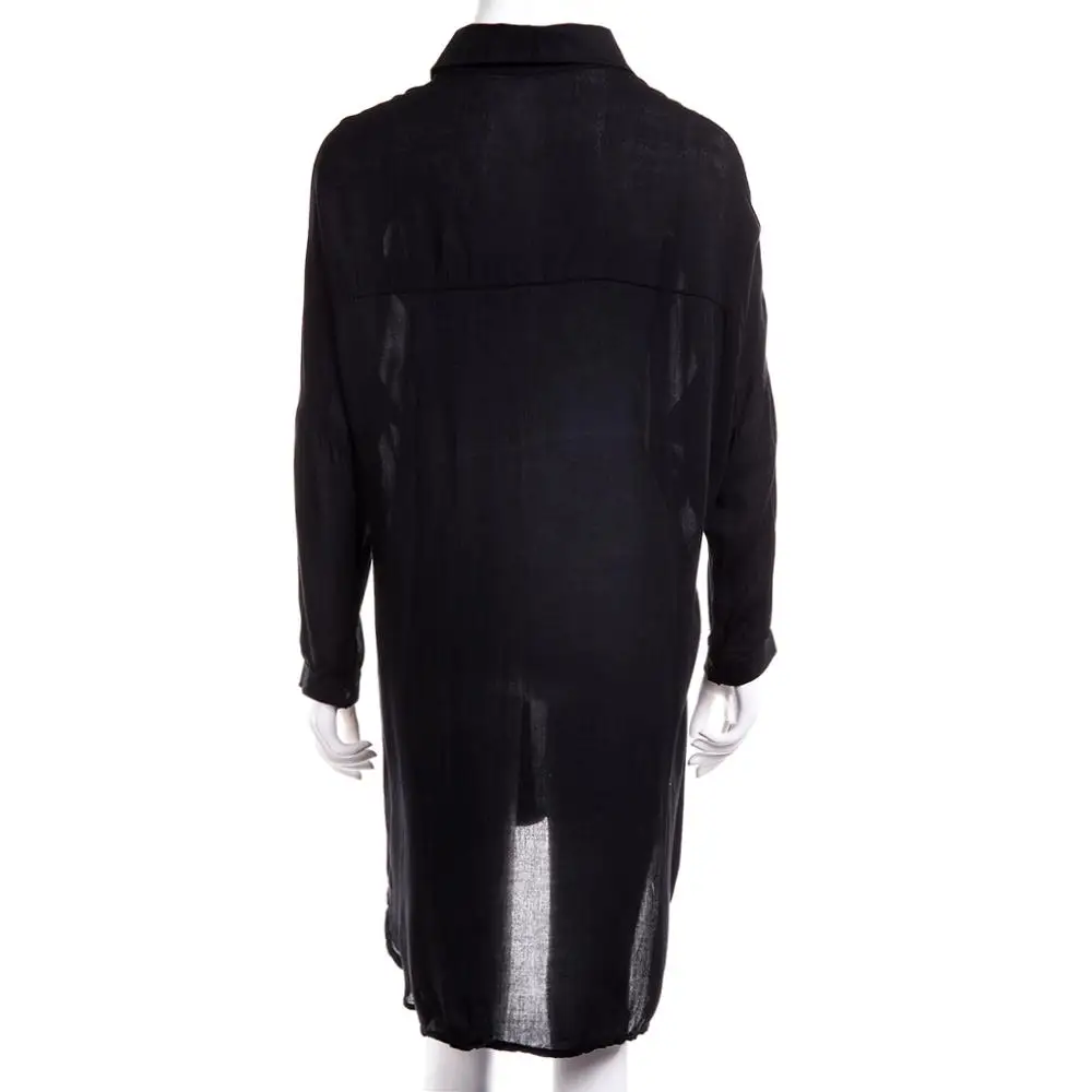 Модные летние женские свободные мини-рубашки платье на пуговицах Длинная блузка