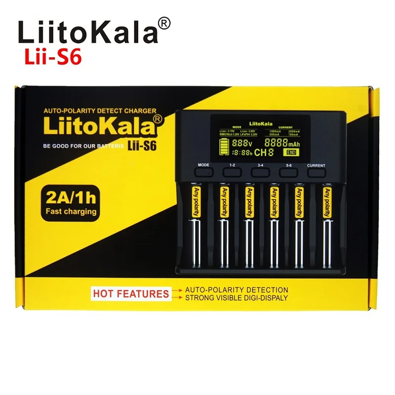 Liitokala lii-500 ЖК-дисплей Дисплей 18650 Батарея Зарядное устройство lii500 для 18650 17500 26650 1634014500 AA AAA Ni-MH Перезаряжаемые Батарея - Цвет: Lii-S6 adapter car