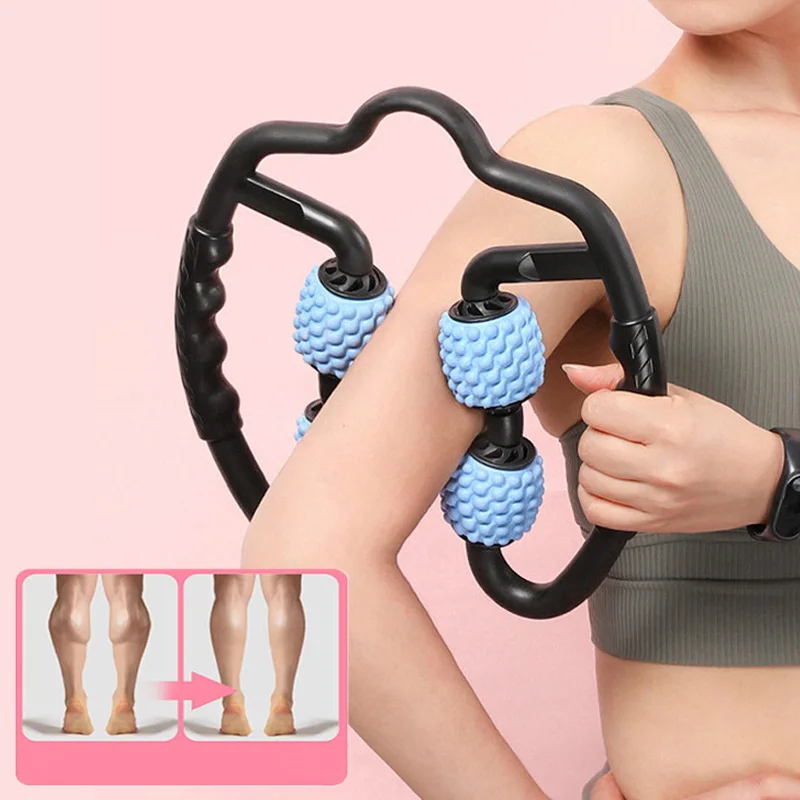 

U Shape Trigger Point Massage Roller Yoga Pilates Back Roller Fitness For Arm Leg Neck Muscle Tissue Gym 4 Wheel Foam Rollers
