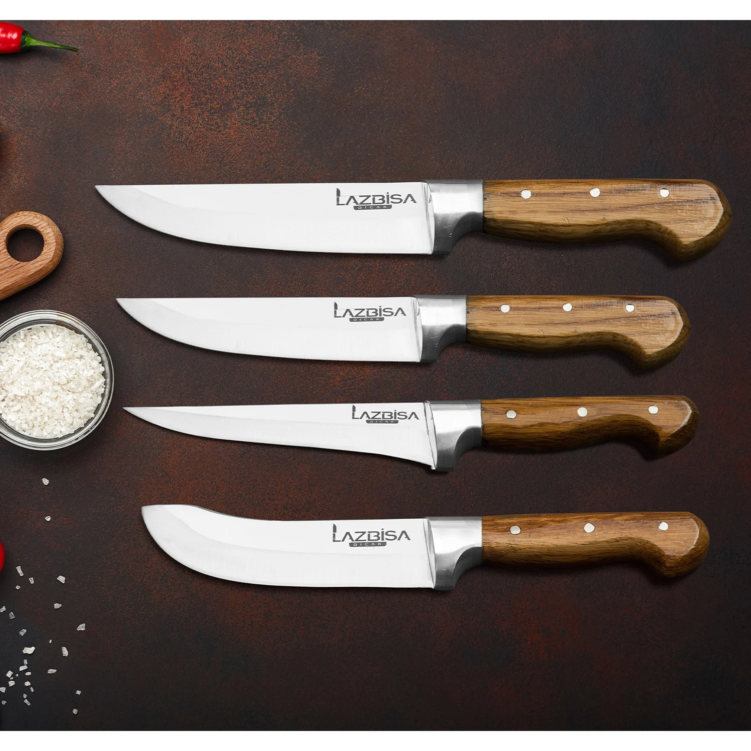 

Lazbisa Kitchen Knife Set Meat Bone Swimming Slicing Mincer Fruit Vegetable Butcher Knife (Y-S-1-2)