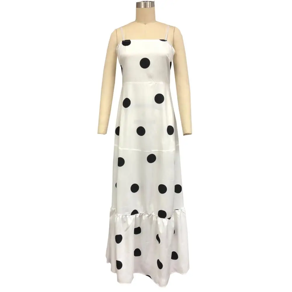 Женское платье-макси в горошек длинное вечернее пляжное платье стиле бохо