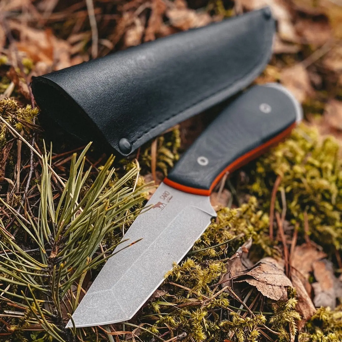 Нож туристический Лис Танто K110 StoneWash G10 SARO (САРО)