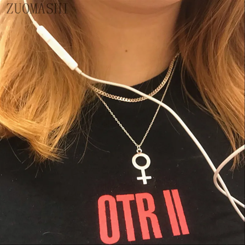 Женское Ожерелье с символом феминизма ювелирное изделие Венеры ожерелье из